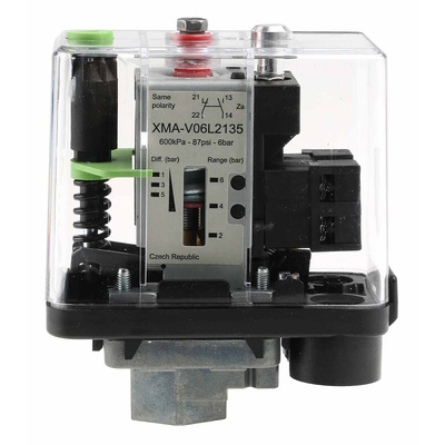 Telemecanique Sensors Pressure Sensor, 1bar Min, 6bar Max, Relay Output, Differential Reading