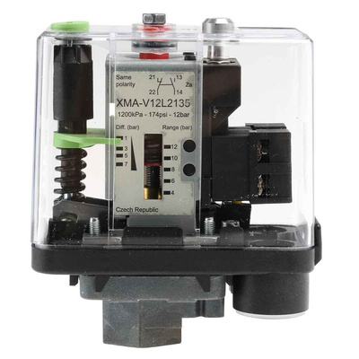 Telemecanique Sensors Pressure Sensor, 1.3bar Min, 12bar Max, Relay Output, Differential Reading