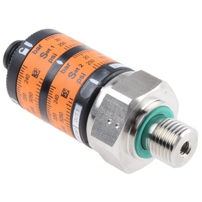 ifm electronic Pressure Switch, 0bar Min, 250bar Max, 2NO Output, Relative Reading