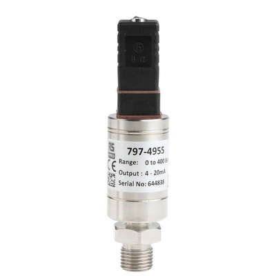 RS PRO Pressure Sensor, 0bar Min, 400bar Max, Current Output, Relative Reading