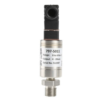 RS PRO Pressure Sensor, 0bar Min, 6bar Max, Current Output, Relative Reading