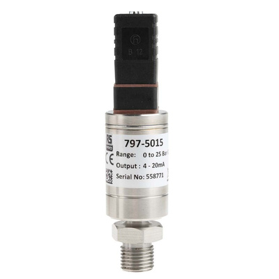 RS PRO Pressure Sensor, 0bar Min, 25bar Max, Current Output, Relative Reading