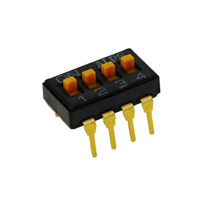 Alps Alpine 4 Way Through Hole DIP Switch 4P4T-NC, Top Slide Actuator
