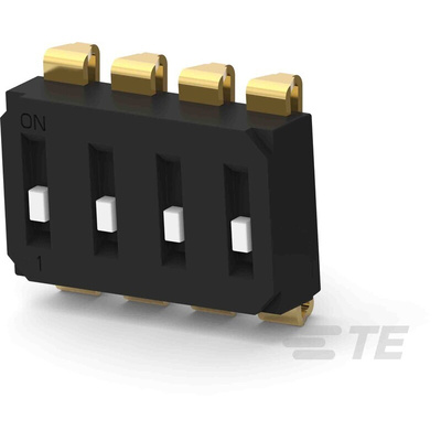TE Connectivity 4 Way Surface Mount DIP Switch SPST, Raised Actuator