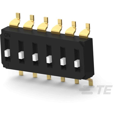 TE Connectivity 6 Way Surface Mount DIP Switch SPST, Raised Actuator