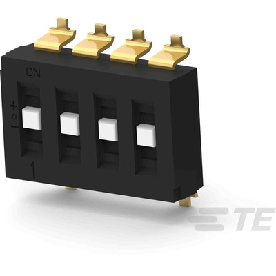 TE Connectivity 4 Way Surface Mount DIP Switch SPTT, Recessed Actuator