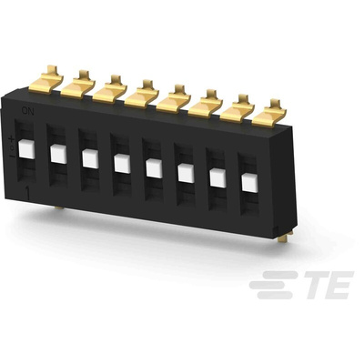 TE Connectivity 8 Way Surface Mount DIP Switch SPTT, Recessed Actuator