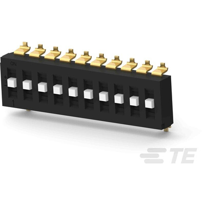 TE Connectivity 10 Way Surface Mount DIP Switch SPTT, Raised Actuator