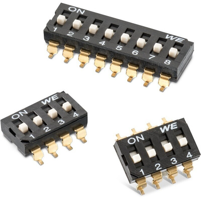 Wurth Elektronik 6 Way Surface Mount DIP Switch, Raised Actuator