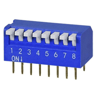CUI 8 Way Through Hole DIP Switch SPST, Raised Actuator Actuator