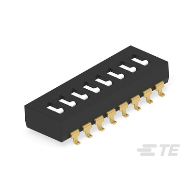 TE Connectivity 8 Way Surface Mount DIP & SIP Switch SPST, Flush Slide Actuator