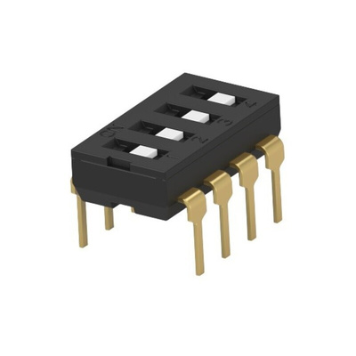 TE Connectivity 4 Way Through Hole DIP & SIP Switch SPDT, Flush Actuator