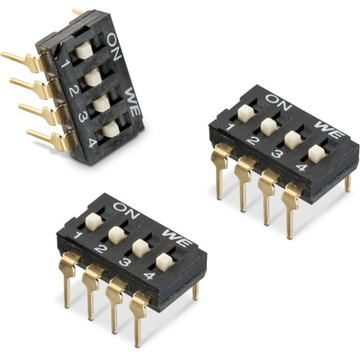 Wurth Elektronik 1 Way Through Hole DIP Switch SPST, Raised Actuator