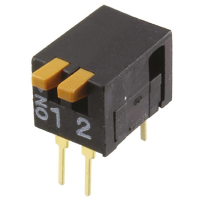 Omron 2 Way Through Hole DIP Switch DPST, Piano Actuator