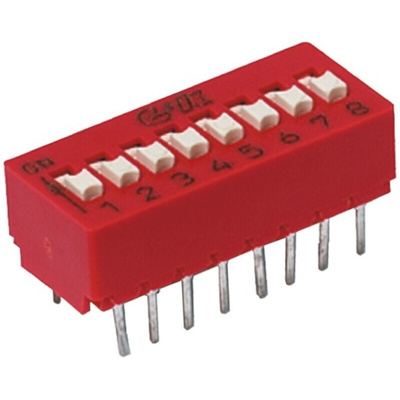 C & K 1 Way Through Hole DIP Switch SPST, Extended Actuator