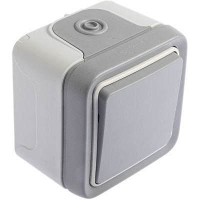 Legrand Grey Outdoor Light Switch, 2 Way, Plexo