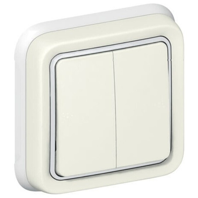 Legrand White Outdoor Light Switch, 2 Way, 2 Gang, Plexo