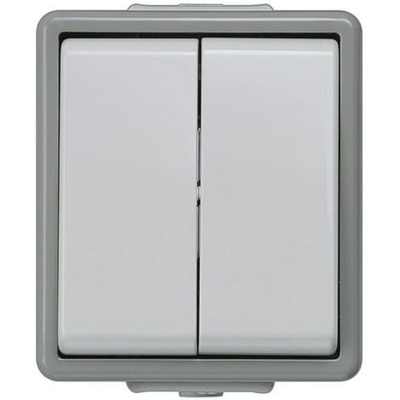 Siemens Grey Rocker Light Switch, 2 Way, 2 Gang, Delta