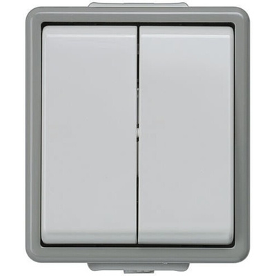 Siemens Grey Rocker Light Switch, 1 Way, 2 Gang, Delta