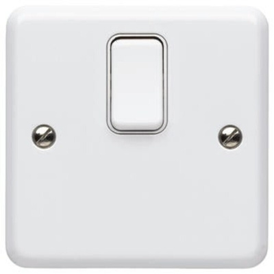 MK Electric White Rocker Light Switch, 1 Gang, Metalclad