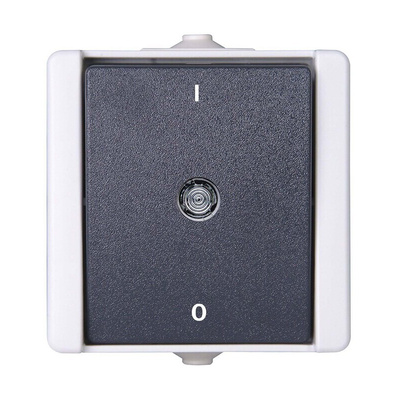 Kopp Grey Rocker Light Switch, 1 Way, 1 Gang