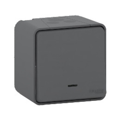 Schneider Electric Grey Push Button Light Switch, 1 Gang, Mureva Styl