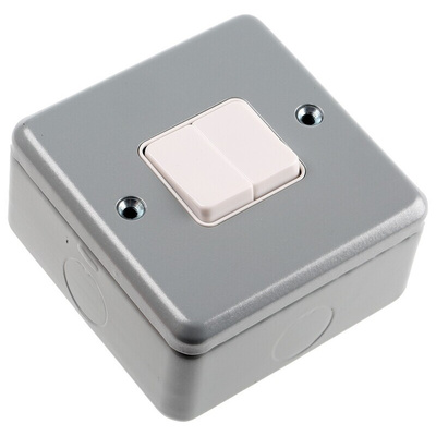 MK Electric Silver Metal Clad Switch, 2 Way, 2 Gang, Metalclad