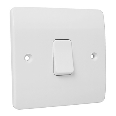 MK Electric White Rocker Light Switch, 2 Way, 1 Gang, Logic Plus