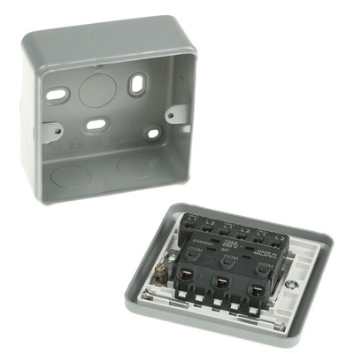 MK Electric Silver Metal Clad Switch, 2 Way, 3 Gang, Metalclad