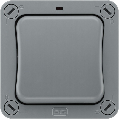 BG Electrical Grey Outdoor Light Switch, 2 Way, 1 Gang, Storm