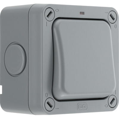 BG Electrical Grey Outdoor Light Switch, 2 Way, 1 Gang, Storm