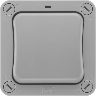 BG Electrical Grey Rocker Light Switch, 2 Way, 1 Gang, Storm