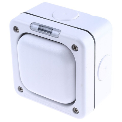 MK Electric White Outdoor Light Switch, 2 Way, 1 Gang, Masterseal
