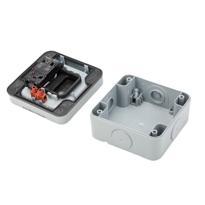 MK Electric Grey Outdoor Light Switch, 1 Way, 1 Gang, Masterseal