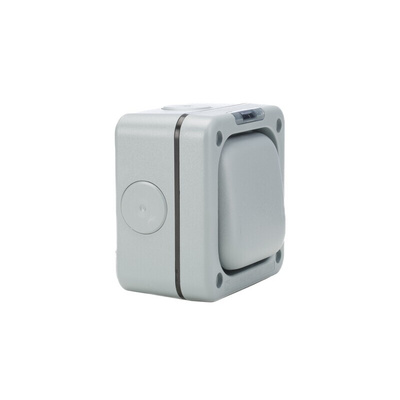 MK Electric Grey Outdoor Light Switch, 1 Way, 1 Gang, Masterseal