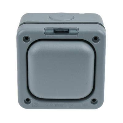 MK Electric Grey Outdoor Light Switch, 2 Way, 1 Gang, Masterseal