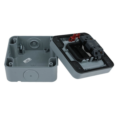 MK Electric Grey Outdoor Light Switch, 2 Way, 1 Gang, Masterseal