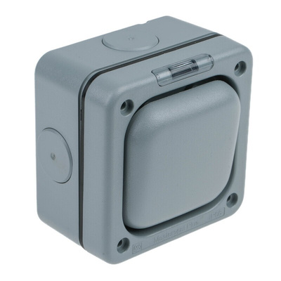 MK Electric Grey Outdoor Light Switch, 2 Way, 1 Gang, Masterseal