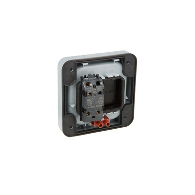 MK Electric Grey Push Button Light Switch, 2 Way, 1 Gang, Masterseal