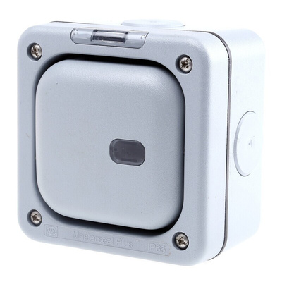 MK Electric Grey Outdoor Light Switch, 1 Way, 1 Gang, Masterseal