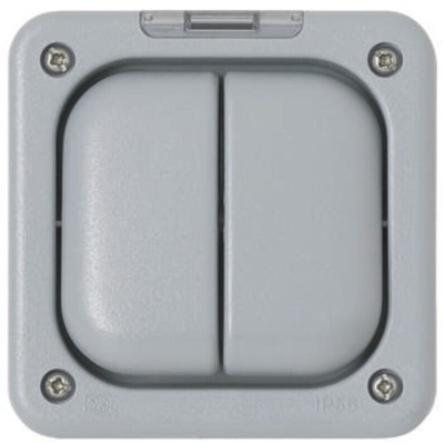 MK Electric Grey Outdoor Light Switch, 2 Way, 2 Gang, K56422GRY