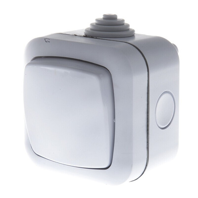 Timeguard Grey Push Button Light Switch, 1 Way, 1 Gang, Powerseal