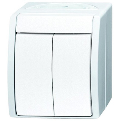 Busch Jaeger - ABB Rocker Light Switch, 1 Way, 2 Gang