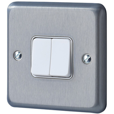 MK Electric Rocker Light Switch, 2 Way, 2 Gang, Albany Plus
