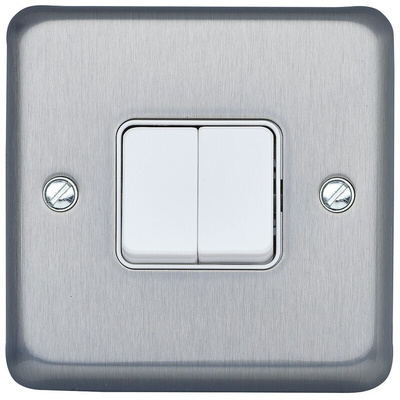 MK Electric Rocker Light Switch, 2 Way, 2 Gang, Albany Plus