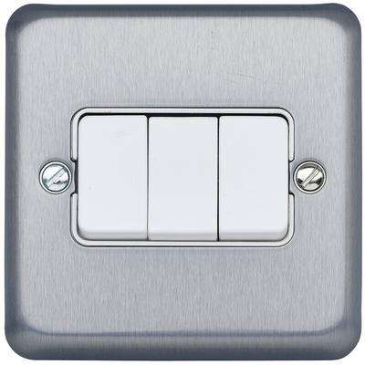 MK Electric Rocker Light Switch, 2 Way, 3 Gang, Albany Plus