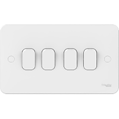 Schneider Electric White Rocker Light Switch, 2 Way, 4 Gang, Lisse