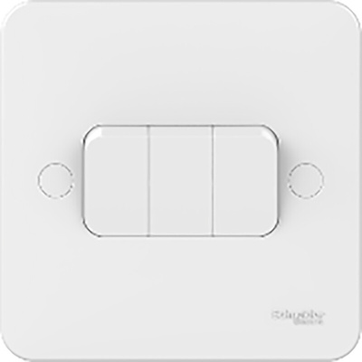 Schneider Electric White Rocker Light Switch, 2 Way, 3 Gang, Lisse