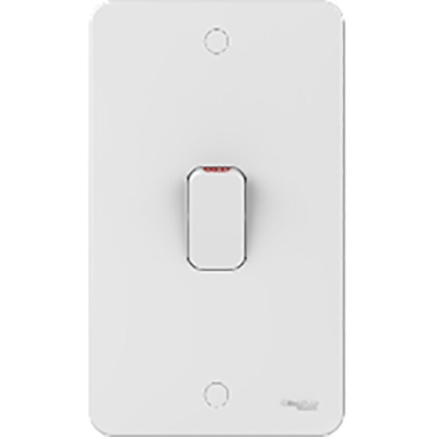 Schneider Electric White Rocker Light Switch, 1 Way, 2 Gang, Lisse