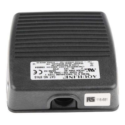 RS PRO Light Duty Momentary Foot Switch - Polymer Case Material, DP-CO, 15 A @ 250 V ac Contact Current, 250V Contact